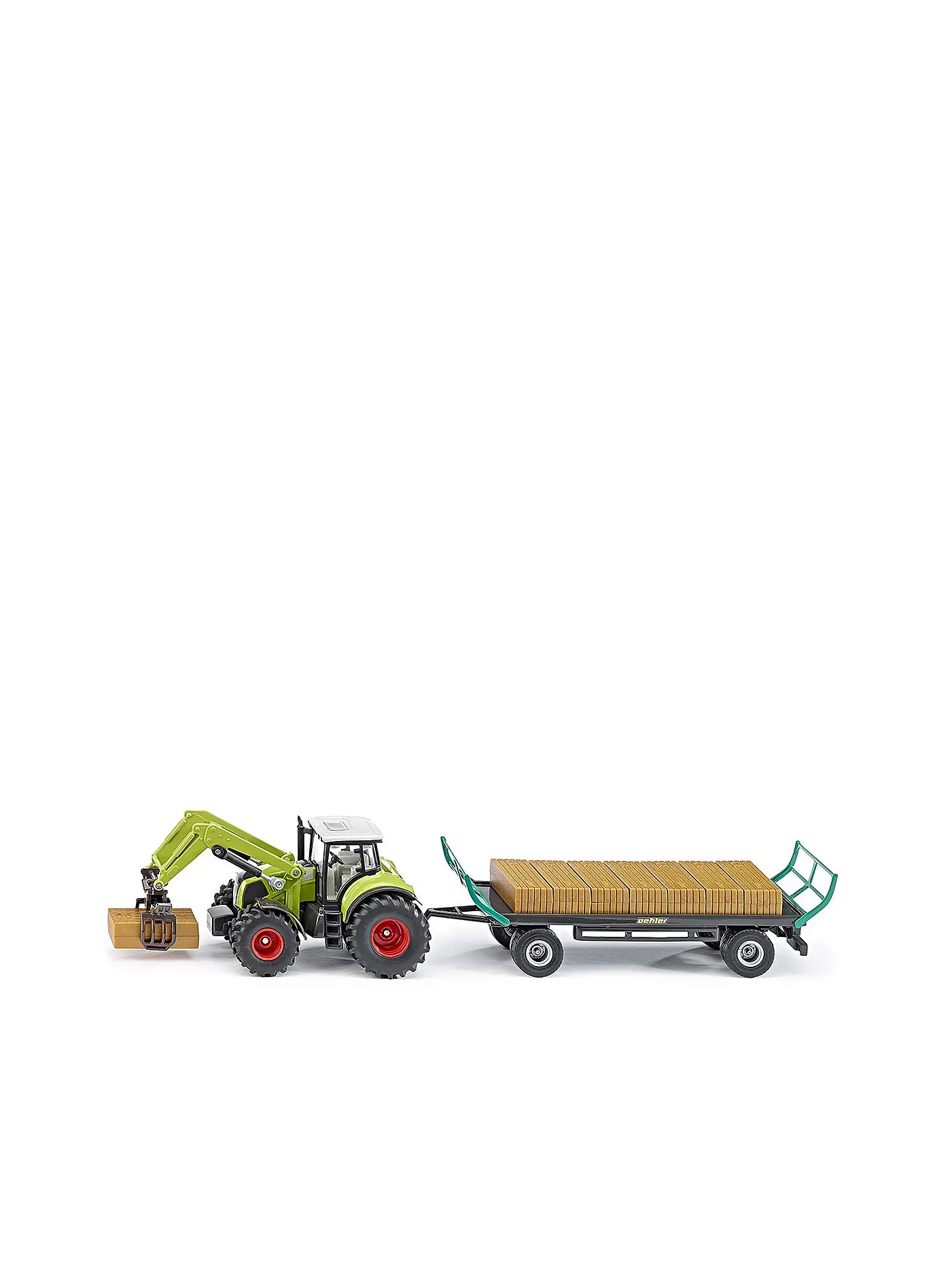 SIKU | Claas Traktor mit Ballengreifer und Anhänger | 